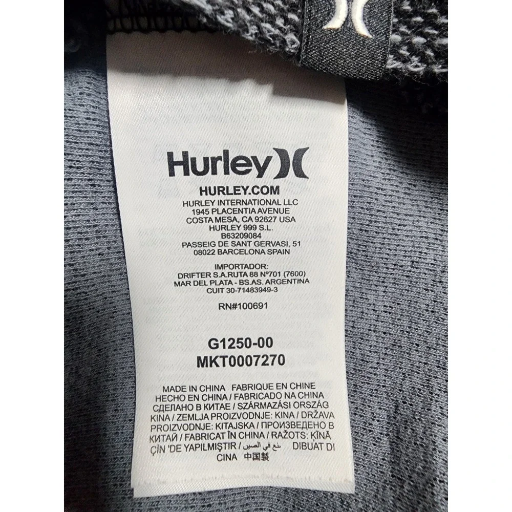 Hurley BKE Buckle Pullover Mens XL Crew Neck Black Gray Textured Long Sleeve